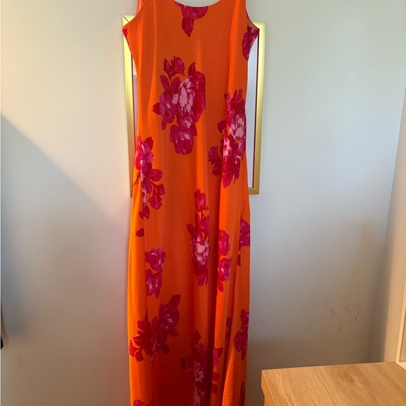 Orange Dress with Pink Floral Pattern - Picture 2 of 3
